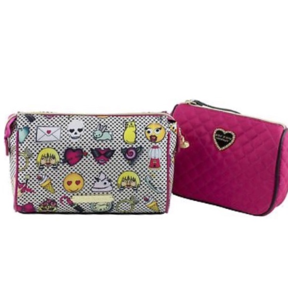 Betsey Johnson Emojis 2 Piece Cosmetic Case Set - Picture 7 of 8